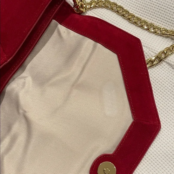 Ann Taylor Red Suede Shoulder Clutch Bag - Picture 4 of 9